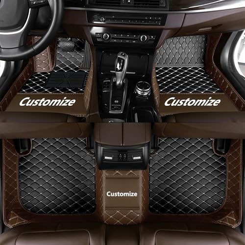 Custom Personalized Floor Mats for Cars，Luxury Full Coverage All Car Floor Mats，Anti-Slip Leather Car Mat Set ，Custom Floor Mats for 99% of Cars, Trucks & SUVs. (Brown and Black) - color: Brown and Black