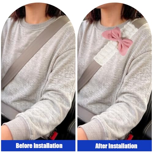 JDDRY 2PC Car Seat Belt Covers Pads,Seat Strap Pads,Auto Seat Belt Pad,Fit for Most Vehicles,Car Interior Accessories(Bowknot-Pink) - color: Bowknot-Pink