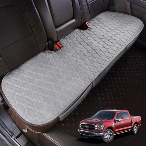 Universal Grey Anti-Slip Rear Car Seat Cover Size L - Faux Linen Bottom Bench Seat Cushion Fits Most of Vehicles Cars Truck SUV Van - Automotive Long Back Seats Protectors with Storage Pocket - color: Rear Size L Grey