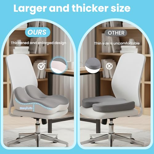 Seat Cushion,Office Chair Memory Cushion, Ergonomic Design, Relieve Sciatica and Long-Term Sitting Pain, Suitable for desks, car Seats, Games, wheelchairs - color: Gray