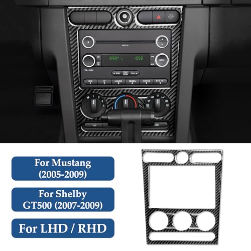 Car Air Conditioning Control Panel Sticker Cover for Ford Mustang GT Shelby 2005 2006 2007 2008 2009 Accessories Carbon Fiber Decal - color: Air Conditioning Control Panel