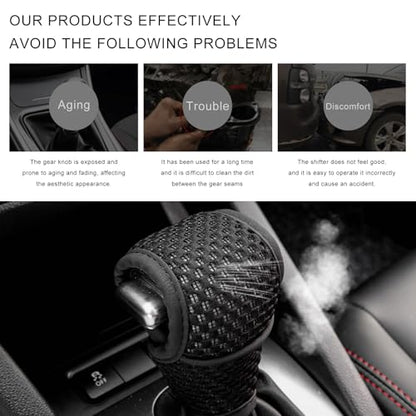 Car Gear Shift Knob Cover, Anti-Slip Manual Automatic Shifting Knob Gear Handle Stick Protection, Breathable Automotive Rod Lever Shifter Knobs Cover for SUV Truck RV (Black, Regular) - color: Black, size: Regular