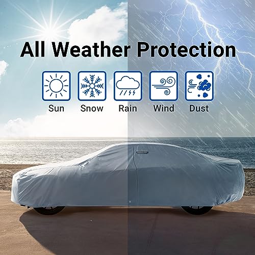 iCarCover 18-Layers Premium Universal Fit Car Cover Waterproof All Weather Sun Rain Snow UV Protection Outdoor Indoor Full Exterior Car Covers for Automobiles Sedan Hatch Coupe Fit for 210-216 inch - size: 12. Fit Car Length 210-216 inch