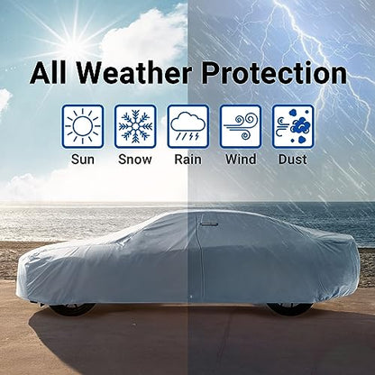 iCarCover 18-Layers Premium Universal Fit Car Cover Waterproof All Weather Sun Rain Snow UV Protection Outdoor Indoor Full Exterior Car Covers for Automobiles Sedan Hatch Coupe Fit for 227-236 inch - size: 14. Fit Car Length 227-236 inch