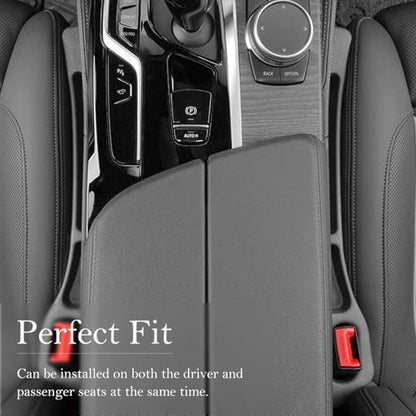 Car Seat Gap Filler 2-Pack, Universal Car Seat Gap Filler Organizer, Seat Gap Plug – Fills Gap Between Seat & Console, Drop-Proof Guard for Phones, Keys & Cards, Fits Cars, SUVs, Trucks, Black - color: black