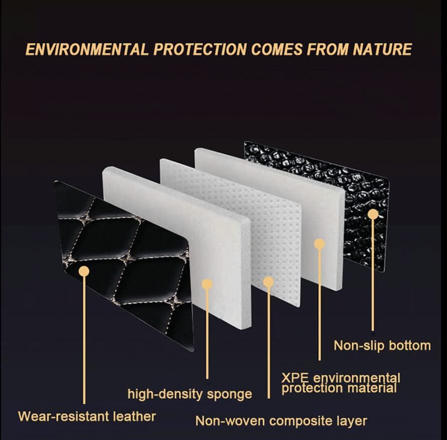 All-Weather car Floor Mats-Suitable for 98% of car Models Watherproof Leather car Floor mat (Black and Black with White bar) - color: Black and Black with white bar