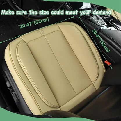 2 Pack Front Car Seat Cover Bottom Only Faux Leather, Anti-Slip Padded Seat Cushion, Full Wrap Seat Protector with Storage Function Fit 95% Cars, SUV, Pick-up Trucks (Beige) - color: Beige