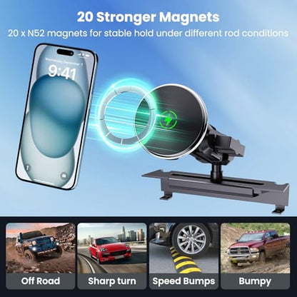Kaishengyuan Magnetic Phone Mount with Wireless Charging for Ram Truck 2013-2018, Dash Mount Cell Phone Holder Compatible with RAM 1500/2500/3500 & 2019+ Classic 360° Rotation Smartphone Cradles - style: Wireless Charge