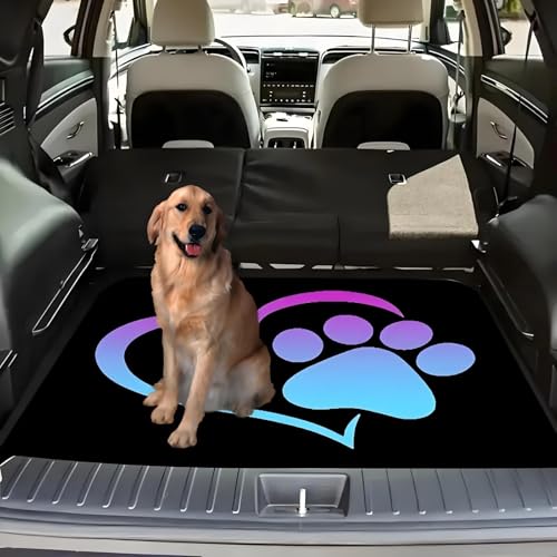 Universal Car Trunk Mat 29" x 39", Heart Dog Paw Print All Weather Trunk Protection Cargo Liner, Durable Cargo Mat Rear Trunk Liner, Stylish Vehicle Interior Accessories Suitable for Most Car Models - color: Heart Dog Paw