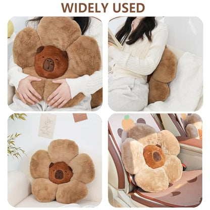 LYFJMUS 4 Pack Plush Capybara Car Headrest Pillow and Lumbar Support Pillow Kawaii Plushies Capybara Stuffed Headrest Cute Car Decor for Car Driving - style: Style A