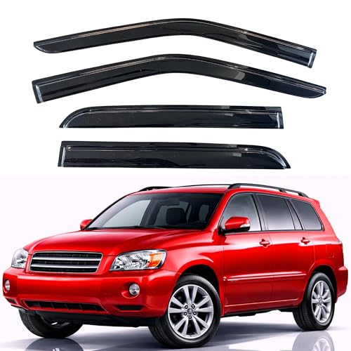 KPY Rain Guards Fit for 2001-2007 Toyota Highlander, Out-Channel Window Visors Vent Wind Deflectors 4PC, Car Accessories for 2006-2007 Toyota Highlander Hybrid - size: 2001-2007 Highlander & 2006-2007 Highlander Hybrid