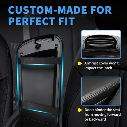 Center Console Armrest Cover Compatible with Kia Optima 2016-2020 Accessories, Premium Leather Arm Rest Cover Pad, Car Middle Console Cover (Black) - size: 2016-2020 Kia Optima