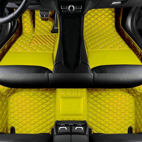 Customize All-Weather Protection Luxury Leather Floor Mats for Cars, SUVs, and Trucks According to Automotive Model (3D Yellow Floor Mats) - color: 3D Yellow Floor Mats