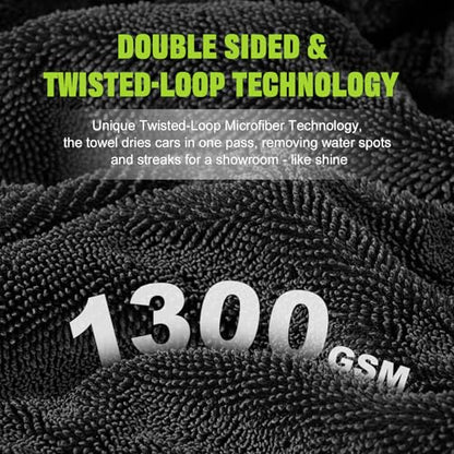 TTRCB 2 Pack 1300 GSM Car Drying Towels (36" x 24"), Microfiber Towels for Cars, Ultra-Absorbent, Streak Free, Car Wash Mitt, Car Detailing Supplies, Car Wash Kit, Car Cleaning Supplies Kit for SUV,RV - size: 36" x 24"