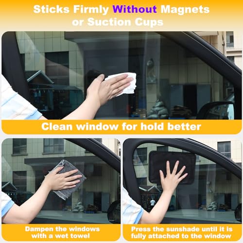 XCBYT Square Car Window Shades for Side & Windshield - 2 Pack Static Cling Driver Side Window Sun Shade, Glare Blocker Car Sun Shade with Durable Mesh & Dark PVC Film, Universal Fit (9.84" x 7.09") - color: 2 Semi-Transparent, size: 9.84" x 7.09"