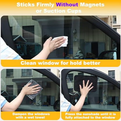 XCBYT Square Car Window Shades for Side & Windshield - 2 Pack Static Cling Driver Side Window Sun Shade, Glare Blocker Car Sun Shade with Durable Mesh & Dark PVC Film, Universal Fit (9.84" x 7.09") - color: 2 Semi-Transparent, size: 9.84" x 7.09"