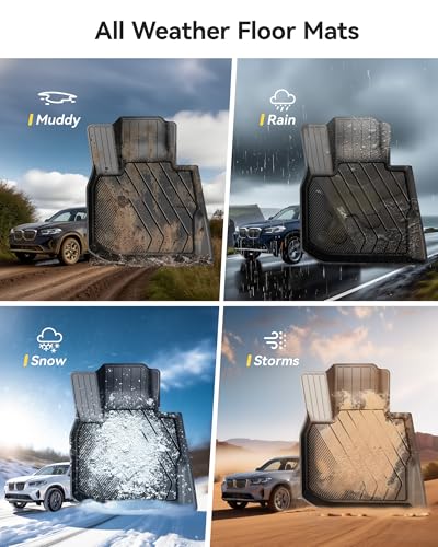 3W 2018-2024 BMW X3 Floor Mats & Cargo Liner, All Weather TPE BMW X3 Accessories Custom Fit for X3 G01 30i M40i X3M Car Mats (Only for car Without Spare tire) (Don't Fit X3 30e), 6PCS - style: 2) X3 2018-2024 | Full Set