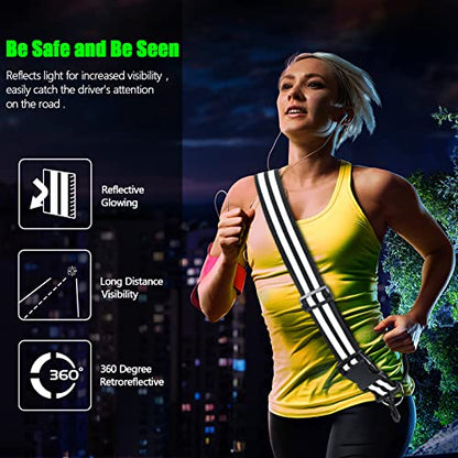 Saintrygo Reflective Sash for Walking at Night Running Gear Safety Reflective High Visibility Jacket Adjustable Sash for Walking Cycling at Night - color: Fluorescent Green, Black