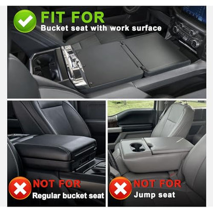 Muslogy Center Console Armrest Cover Fit for Ford F-150 F150 2021-2025 2026 Accessories, Comfort Armrest Pad Console Lid Cushion Vegan Leather Regular Thick(WorkSurface ONLY) - size: 2) 21-25 |F150| WorkSurface, Regular