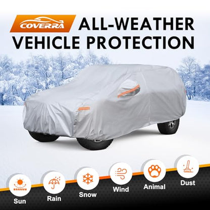 Car Cover Custom Fit for Jeep Wrangler 4 Door 2006-2025 JL JK, 6 Layer Heavy Duty Waterproof All Weather Car Tarp Outdoor Protection with Cotton Lining - size: jeep wrangler 4 door jl jk car cover