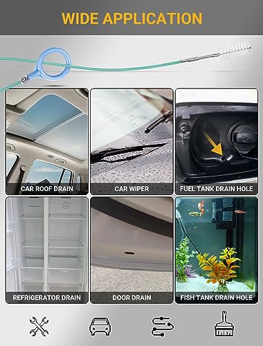 Upgraded Auto Sunroof Drain Cleaning Tool, 78 Inch Flexible Drain Brush Long Pipe Cleaners for Car, Tube Cleaning Brush Slim Drain Dredging Tool Perfect for Car Sunroof, Windshield Wiper Drain Hole - size: 78 Inch