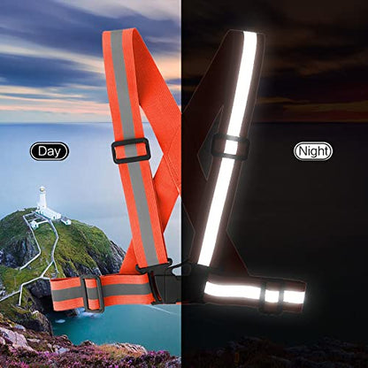 Running Reflective Vest Gear 3 Pack, Adjustable Safety Vest High Visible Reflective Belt Straps Night Walking Vest - color: Green,Orange,Yellew