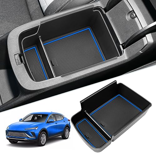 SKTU for 2024 2025 2026 Buick Envista Center Console Organizer 2024 2025 2026 Envista Console Tray 2024 2025 2026 Envista Accessories Armrest Box Envista Tray with Sunglasses Holder (Blue) - color: 2024-2026 Envista Blue