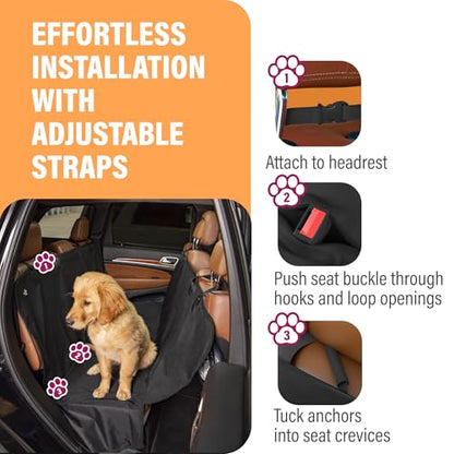 Active Pets XL Waterproof Hammock Large Car Seat Cover, Fits SUVs Trucks Big Sedans, Secure Convertible Travel Bed Protects Backseat Cargo from Dog Puppy Pet Water Food Drool Urine, Black - color: Black, size: XL
