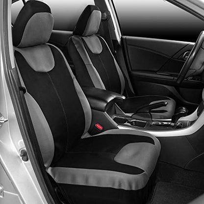 Motor Trend Perfect Symmetry Gray Car Seat Covers, Full Set – Waterproof Neoprene Foam Lining, Durable Front and Back Rear Bench Protectors, Fits Most Car Truck Van and SUV - color: Gray Front Black Rear
