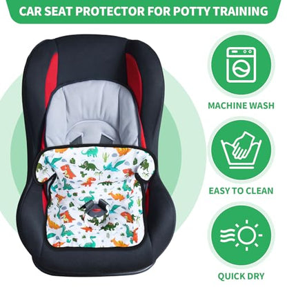 2 Pack Dinosaur Car Seat Protector for Potty Training Waterproof Piddle Pad Cover from Spillages Nappy Leaks Toilet Training Anti Slip Backing Strollers Carseat Liner for Toddlers Babies Summer - style: Dinosaur