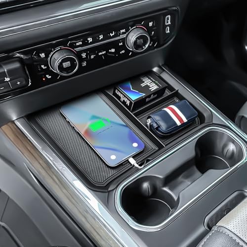 EDBETOS Front Center Console Organizer Tray for 2024 2025 2026 Chevy Silverado 2500HD/3500HD Console Compartment Cover Insert Hidden Organizer (Full Console w/Bucket Seats Only ! Not for Sierra!)