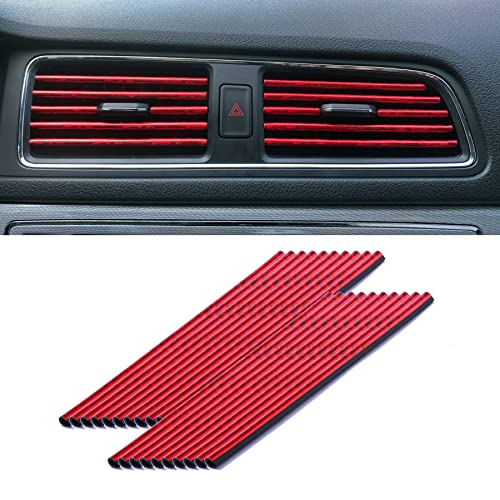 LivTee 20 Pieces Car Air Conditioner Decoration Strip for Vent Outlet, Universal Waterproof Bendable Air Vent Outlet Trim Decoration, Car Interior Accessories (Shiny red) - color: Shiny red