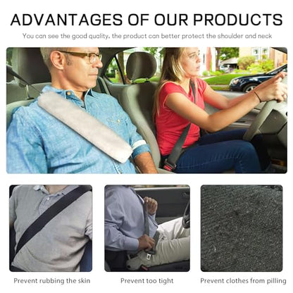 2 Pack Car Seatbelt Covers Shoulder Pad, Soft Faux Sheepskin Seat Belt Shoulder Cover for a Comfortable Driving, Seat Belt Shoulder Strap Covers Helps Protect Your Neck and Shoulder (White) - color: White