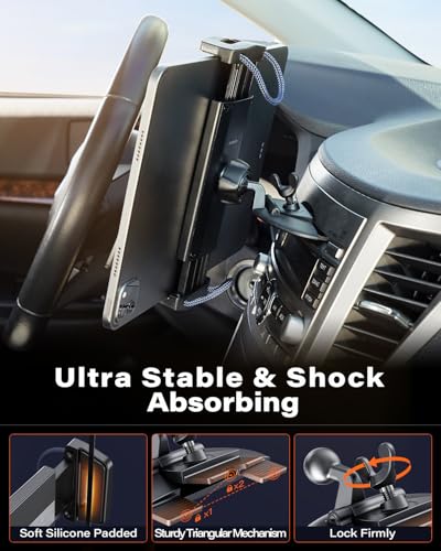 APPS2Car for Sturdy iPad Holder for Car CD Slot Tablet Mount, 2-in-1 Universal 4.7-13" Holder for iPad Pro 12.9" 13" Air Mini, iPhone, Galaxy Z Fold, Adjustable 360° Rotation, Road Trip Essentials - style: 2nd Generation
