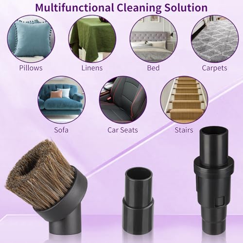 3Pcs 39mm Soft Horsehair Vacuum Brush Attachments with 2 Vacuum Hose Adapter for Shark Vacuum Attachments and Miele Vacuum Attachments and for Most Household Vacuum Cleaner - style: 3-Pcs