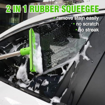 62'' Car Wash Brush with Long Handle Car Wash Mop Mitt Chenille Car Cleaning Kits Windshield Window Squeegee Car Duster Microfiber Towel Gloves for Cars RV SUV Truck 11PCS - color: 11pcs