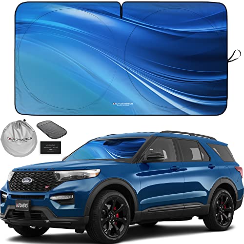Autoamerics 1-Piece Windshield Sun Shade - Ocean Wave Foldable Car Front Window Sunshade for Most Cars SUV Truck - Heat Blocker Visor Protector Blocks Max UV Rays and Keeps Your Vehicle Cool - Medium - color: Ocean Wave, size: MEDIUM = 61 x 32 inches