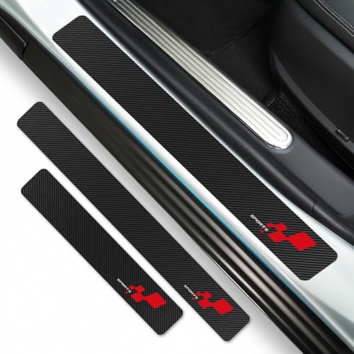 4Pcs Universal Car Door Sill Protector, Carbon Fiber Scratch Resistant Door Entry Guard & Scuff Plate for Car SUV and Off-Road Trim Accessories (SportRed) - color: SportRed