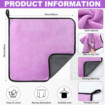 Nuenen 20 Pcs Microfiber Car Drying Towels Microfiber Cleaning Cloth 800 GSM Thick Plush Cleaning Dusting Cloth Auto Detailing Absorbent Towels Rags for Car Household Kitchen Window(Grey and Purple) - color: Grey and Purple