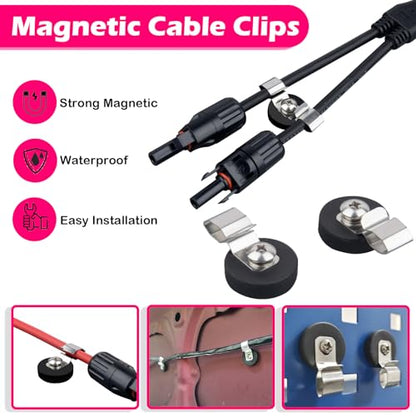 Heavy Duty Magnetic Cable Clips, Anti-Scratch Magnetic Cord Organizers, Anti-Slip Cable Clips Strong Magnet Cord Holder, Wire Holders for RV, Car, Garage, Office, Patio, Shelves 8 PCS - size: 22mm-4single+4doubble