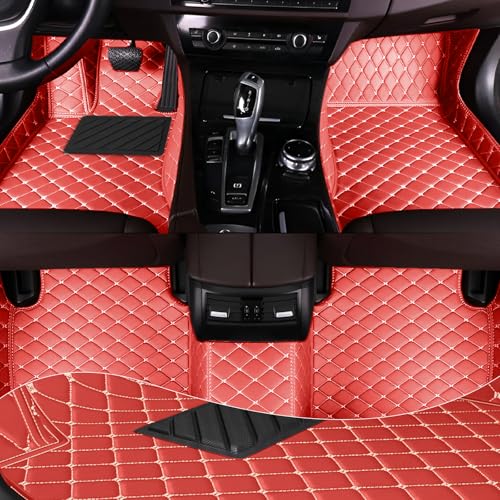 Car Mats Full Set for Honda Accord 8th Floor Mats 2008-2013,All Weather Tech Mats for Cars,Leather Car Floor Mats,Non-Slip Automotive Floor Liners(Red Beige) - color: Red Beige