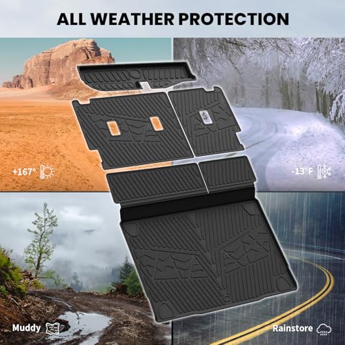 LASFIT Cargo Mat+Rear Back Seat Protector+Underfloor Storage Mat for Ford Bronco 4-Door 2021-2026 TPE All Weather Protection Liners Waterproof Backrest Mat Custom Fit Non-Slip Easy Clean - style: 4) Bronco 4-door| 21-25 | Cargo Liners + Backrest Mat