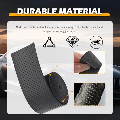 2PCS 3.4Ft Leather Steering Wheel Wrap Tape,Breathable Car Steering Wheel Tape Provides Comfort & Non-Slip Grip,Sweat-Absorbent Cars Steerings Wheels Cover Tapes Car Accessories