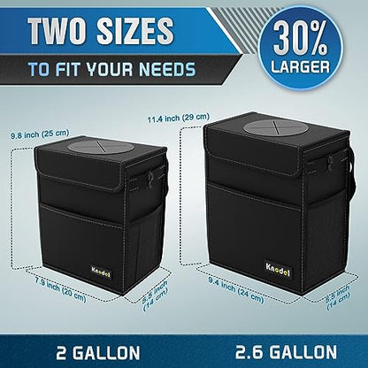 K KNODEL 2 Gallon Black Leak-Proof Waterproof Car Trash Can with Lid (Pack of 2) - color: Black, size: Medium (Pack of 2)