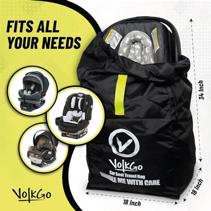 V VOLKGO Car Seat Travel Bag For Airplane with Padded Backpack Shoulder Straps, Gate Check Bag, Car Seat Bags for Air Travel Carseat Travel Cover, Carseat Travel Bag Cover for Airplane Travel - color: Green Shoulder Straps