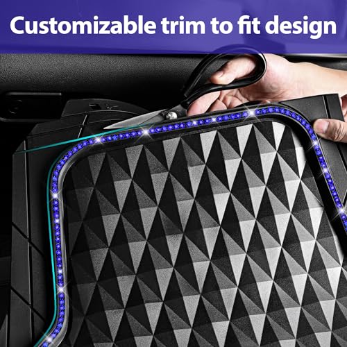 CAR PASS Bling Diamond Rubber Car Mats, Heavy Duty Deep Dish All-Weather Floor Mat Full Set Anti-Slip 3D Rhombus Waterproof Trim to Fit Liner Universal Glitter Sparkly Shining Rhinestone, Black Blue - color: Blue Diamond