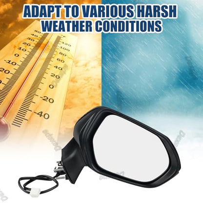 Passenger Side Mirror Assembly Compatible with Toyota Corolla 2020-2025 Non-heated Power Adjustable Glass Replace 8791012F60, TO1321391, 8791002916, 8791002928 Black (3Pin Right) - style: 3pin Right