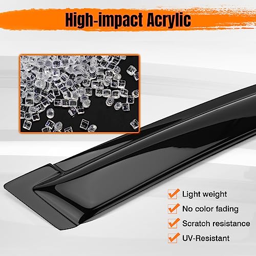 Tape on Window Visor Deflectors, Compatible with 1995-2005 GMC Jimmy Chevrolet Blazer 1996-2001 Oldsmobile Bravada 1998-2001 GMC Envoy, Acrylic Smoke Slim Style Window Rain Guards, Side Vent