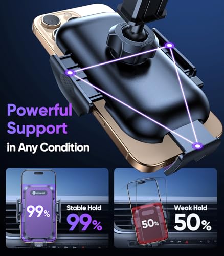 VICSEED Purple Phone Holders for Your Car [Upgraded True Military-Grade Strongest Suction] Cell Phone Mount for Car Dashboard Windshield Vent Truck Boat Stand Adjustable for iPhone Android - color: Purple