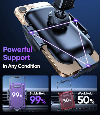 VICSEED Purple Phone Holders for Your Car [Upgraded True Military-Grade Strongest Suction] Cell Phone Mount for Car Dashboard Windshield Vent Truck Boat Stand Adjustable for iPhone Android - color: Purple